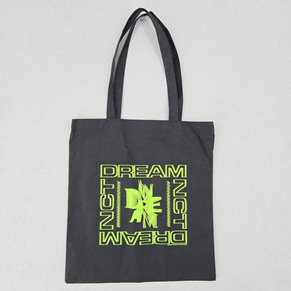 NCT Dream Black Canvas Tote Bag Neon Green Graphic K-Pop Merch